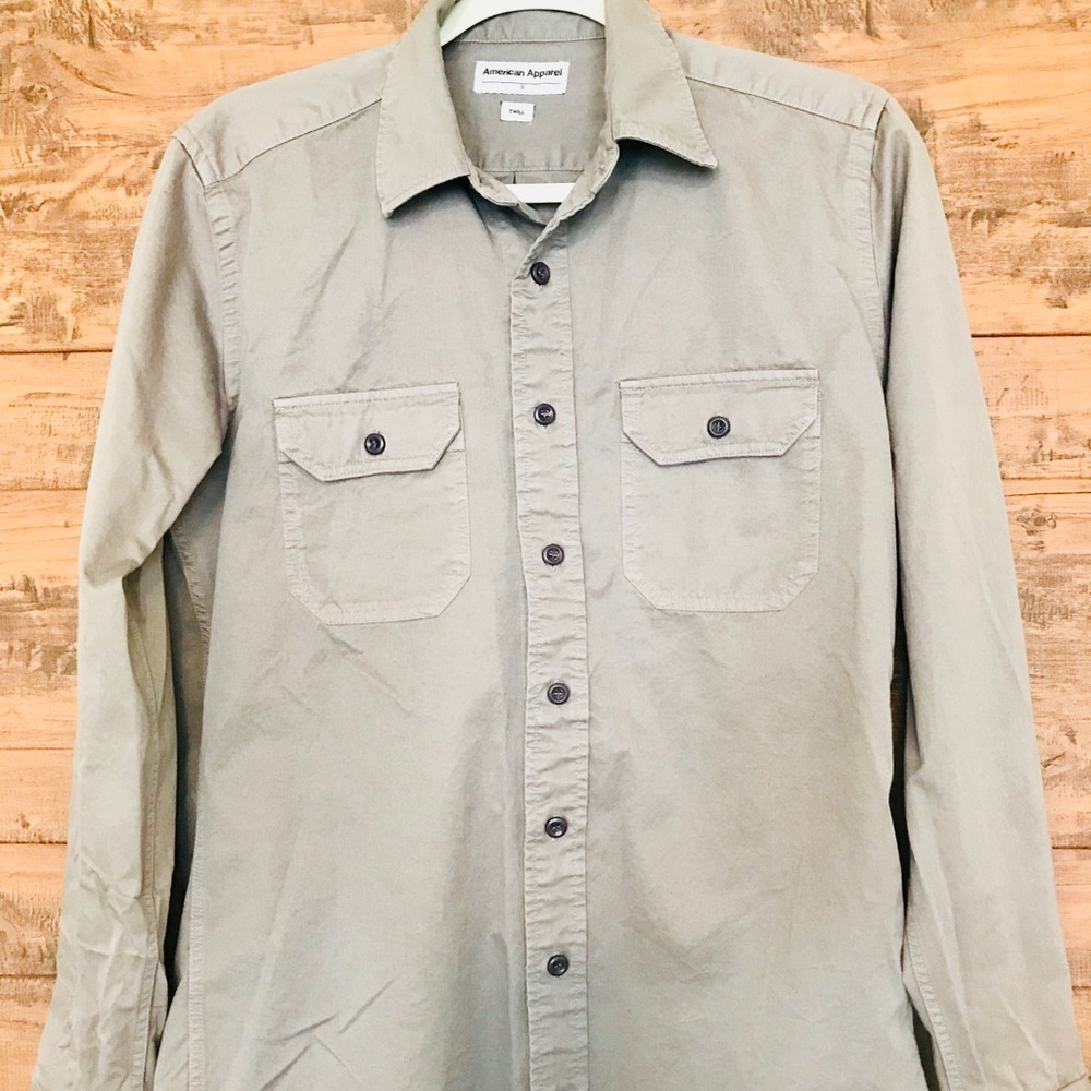 American Apparel Men’s Shirt NEW Twill Size S Gray